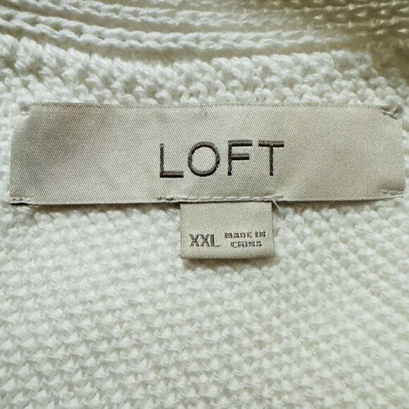 Loft Womens White Cotton Knit Sweater Tank V Neck Button Front Top Sz XXL - Picture 5 of 9